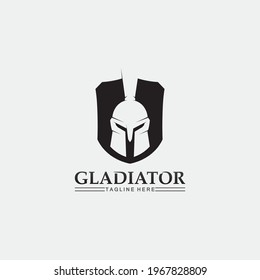 Spartan helmet, gladiator logo template vector icon design, head icon of warriors, soldier retro and vintage sport