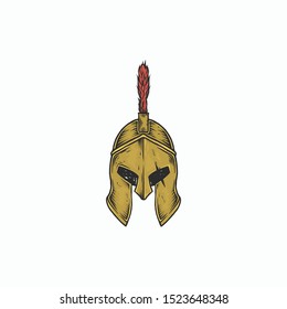 Spartan Helmet Hand Drawing Illustration