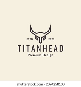 spartan helmet with horn vintage logo icon vector graphic design illustration idea 