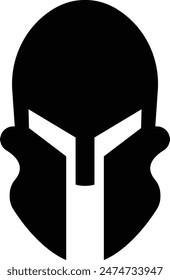 Icono de casco espartano en estilo de relleno para la seguridad Elemento de diseño de gladiador griego emblema creado para logotipo, símbolo. Vector para App y Sitio web aislado sobre fondo transparente. Símbolo de troyano.