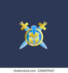 Spartan Helmet Icon Logo National Golden Swords Shield Vector Design