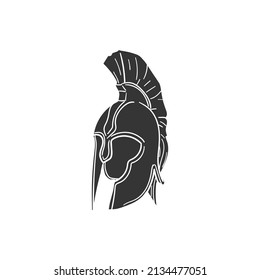 Spartan Helmet Icon Silhouette Illustration. Soldier Army Mask Vector Graphic Pictogram Symbol Clip Art. Doodle Sketch Black Sign.