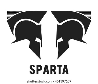 Spartan helmet icon. Two centurion helmet symbol. Vector illustration.