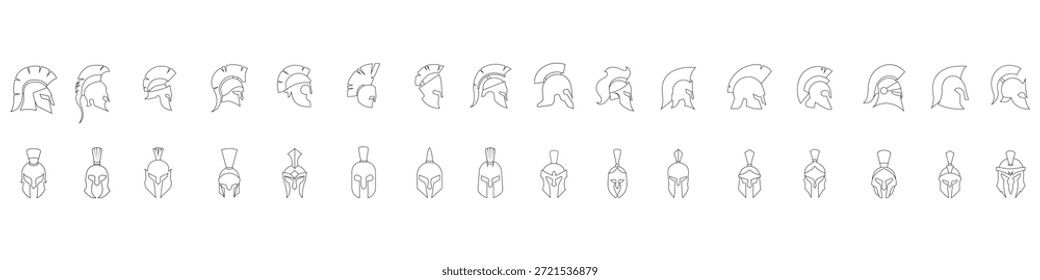 Spartan helmet icon vector set. Spartan Illustration sign collection. Medieval helmet symbol or logo.