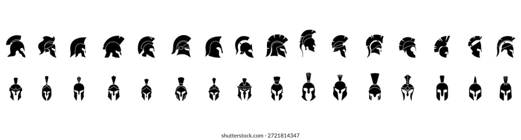 Spartan helmet icon vector set. Spartan Illustration sign collection. Medieval helmet symbol or logo.