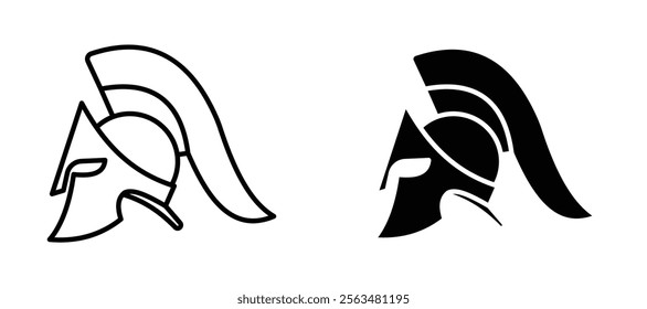 Spartan Helmet icons in outline and fill. vector illustration for ui.