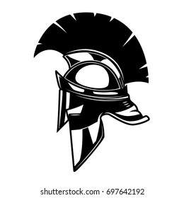 Spartan helmet illustration. Design element for logo, label, emblem, sign. Vector illustration