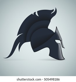 Spartan Helmet illustration, Greek warrior - Gladiator, legionnaire heroic soldier. vector