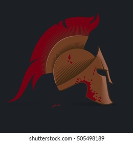 Spartan Helmet illustration, Greek warrior - Gladiator, legionnaire heroic soldier. vector