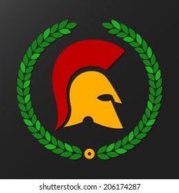 Spartan helmet with laurel wreath