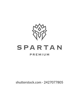 Spartan helmet with line logo icon design template