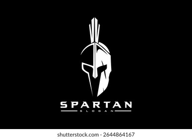 Spartan helmet logo with claw mark and distressed effect. Warrior logo spartan helmet