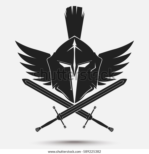 Spartan Helmet Logo Crossed Swords Wings Stock Vector Royalty Free 589225382 Shutterstock 4218