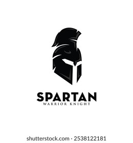 projeto do logotipo do capacete de spartan. preto capacete guerreiro knight logo concept.vetor cabeça spartan ícone template