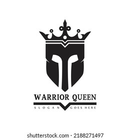 Spartan helmet logo design and crown, Spartan Helmet, ancient warrior vector