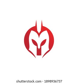 Spartan helmet logo design template. Warrior icon vector Illustration