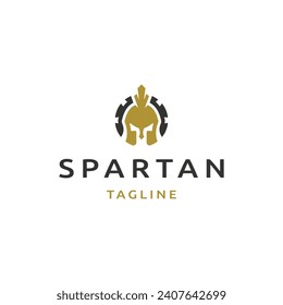 Spartan helmet logo design template flat vector