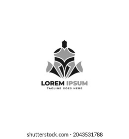 Spartan helmet logo design vector illustration.