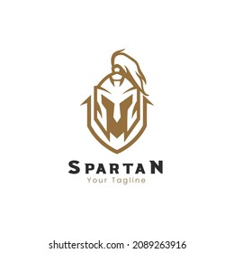 
Spartan helmet logo design vector. Knight helmet logo