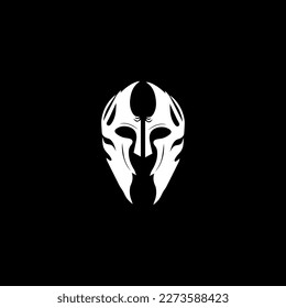 Plantilla vectorial de diseño del logotipo del casco espartano. Silhouette de una cabeza espartana.