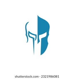 Ilustración del vector de diseño del logotipo de los cascos espartanos