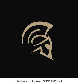 Ilustración del vector de diseño del logotipo de los cascos espartanos