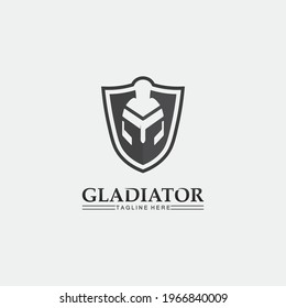 Spartan Helmet logo and gladiator, power, vintage, sword, safety, legendary logo and vector of soldier classic