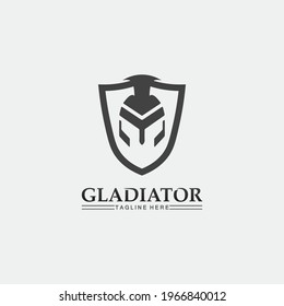 Spartan Helmet logo and gladiator, power, vintage, sword, safety, legendary logo and vector of soldier classic