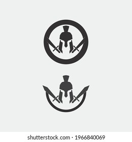 Spartan Helmet logo and gladiator, power, vintage, sword, safety, legendary logo and vector of soldier classic