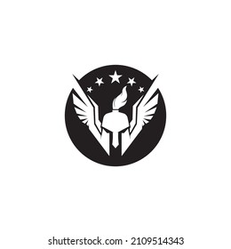 Spartan Helmet logo and gladiator, power, vintage, sword, safety, legendary logo and vector of soldier classic