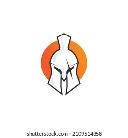 Spartan Helmet logo and gladiator, power, vintage, sword, safety, legendary logo and vector of soldier classic