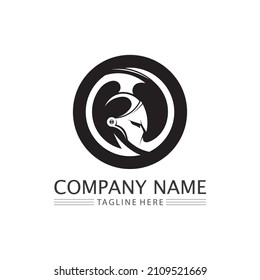 Spartan Helmet logo and gladiator, power, vintage, sword, safety, legendary logo and vector of soldier classic