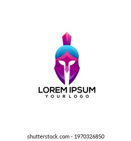 Spartan Helmet Logo Illustration Colorful Gradient Vector Design