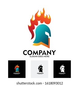 spartan helmet logo on fire