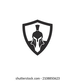 Spartan helmet logo soldier and gladiator template vector icon design illustration