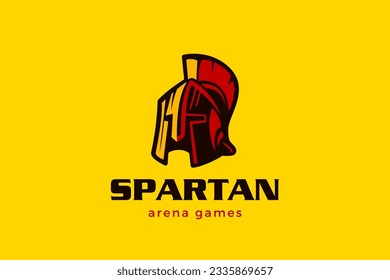 Spartan Helmet Logo Sport style vector design template. Warrior Gladiator Logotype concept icon.