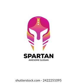 spartan helmet logo template medieval helmets.  head armor  fighter protective elements flat style. Vector   head helmet illustration