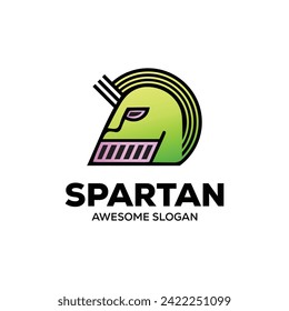 spartan helmet logo template medieval helmets.  head armor  fighter protective elements flat style. Vector   head helmet illustration