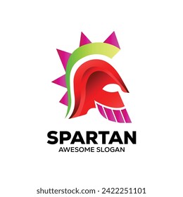 spartan helmet logo template medieval helmets.  head armor  fighter protective elements flat style. Vector   head helmet illustration