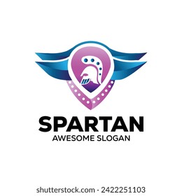 spartan helmet logo template medieval helmets.  head armor  fighter protective elements flat style. Vector   head helmet illustration