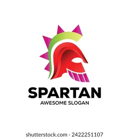 spartan helmet logo template medieval helmets.  head armor  fighter protective elements flat style. Vector   head helmet illustration