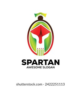 spartan helmet logo template medieval helmets.  head armor  fighter protective elements flat style. Vector   head helmet illustration
