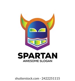 spartan helmet logo template medieval helmets.  head armor  fighter protective elements flat style. Vector   head helmet illustration