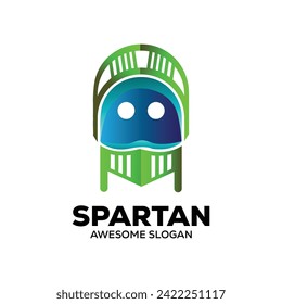 spartan helmet logo template medieval helmets.  head armor  fighter protective elements flat style. Vector   head helmet illustration