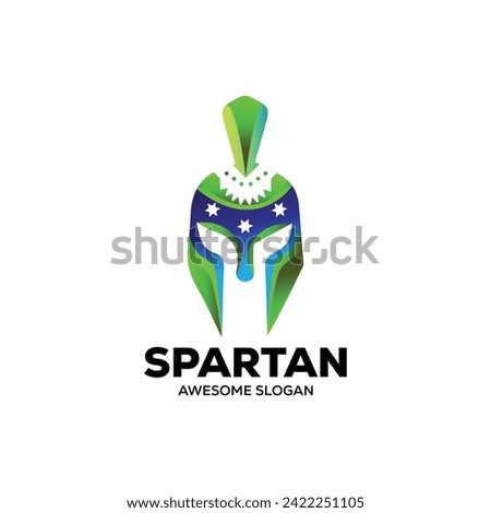 spartan helmet logo template medieval helmets.  head armor  fighter protective elements flat style. Vector   head helmet illustration