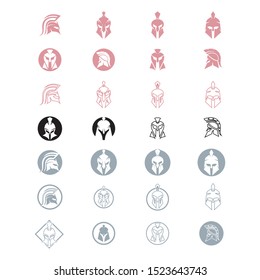 Spartan helmet logo template vector icon design