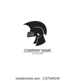 Spartan helmet logo template vector icon design