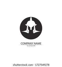 Spartan helmet logo template vector icon design