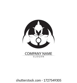 Diseño de icono vectorial de la plantilla del logotipo del casco espartano