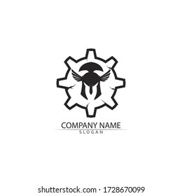 Spartan helmet logo template vector icon design